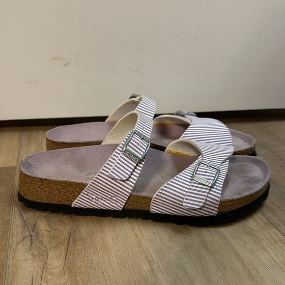 Birkenstock Birki’s lavender and white stripes sandals size 37/6 - Picture 3 of 9